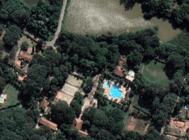 Vista aérea do Clube de Campo Vale Verde. Print do Google Maps. Local: Clube de Campo Vale Verde, em Valinhos-SP, 2023.