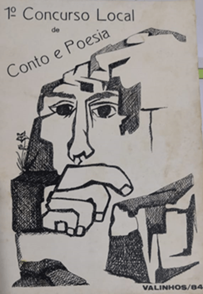 Capa do livro do 1° Concurso de Conta e Poesia, 1984.Desenho da Capa do livro por Mauricio Avanci. Fonte: Biblioteca Municipal de Valinhos "Dr. Mario Correa Lousada