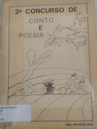 Capa do livro do 2° Concurso de Conta e Poesia, 1985. Desenho da Capa por Antonio de Souza. Fonte: Biblioteca Municipal de Valinhos "Dr. Mario Correa Lousada 