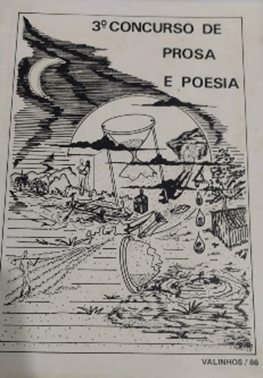 Capa do livro do 3° Concurso de Prosa e Poesia, 1986. Desenho da Capa: José Clemente de Barros. Fonte: Biblioteca Municipal de Valinhos "Dr. Mario Correa Lousada