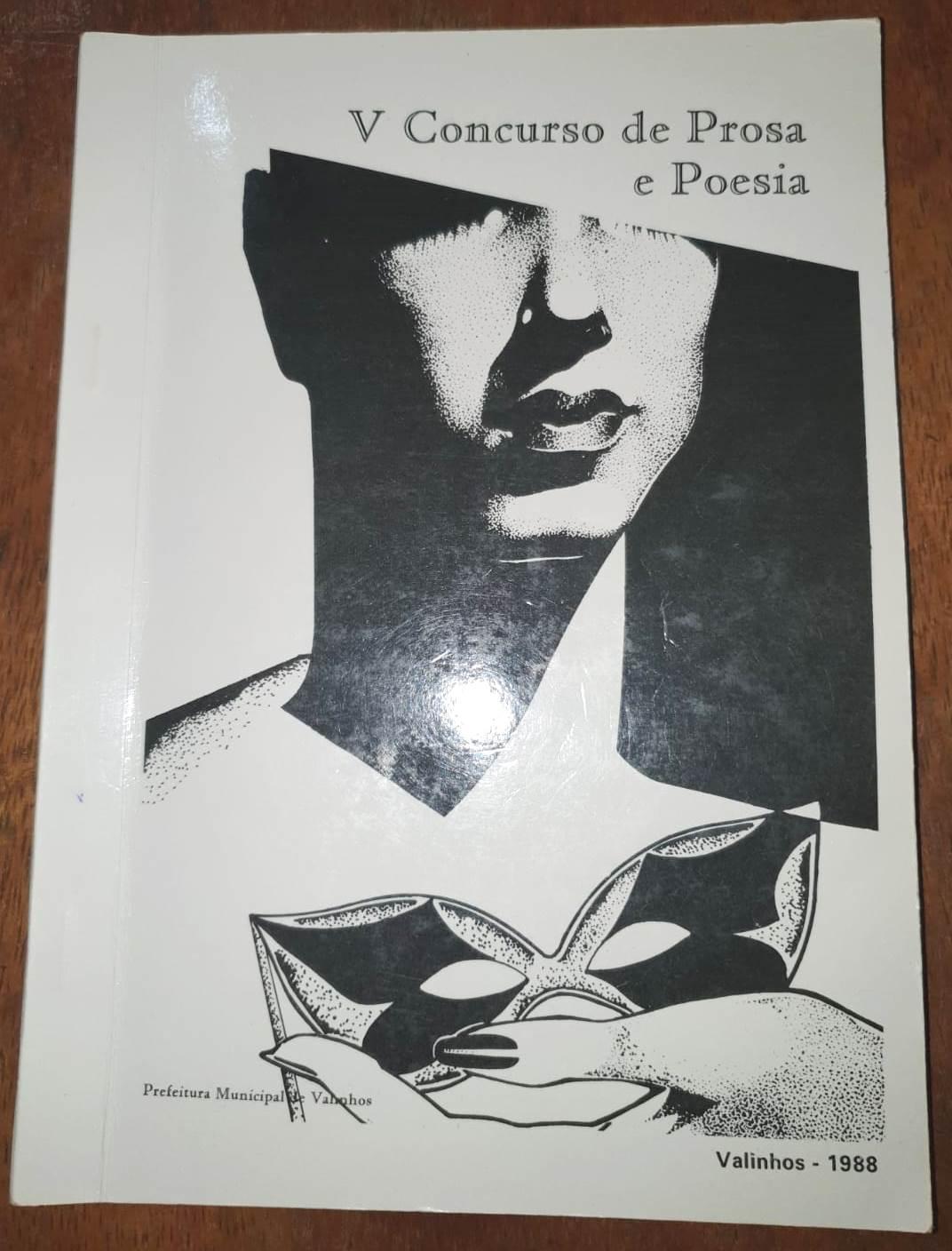 Capa do livro do 5° Concurso de Prosa e Poesia, 1988. Desenho da Capa: Euclides Aparecido dos Santos. 