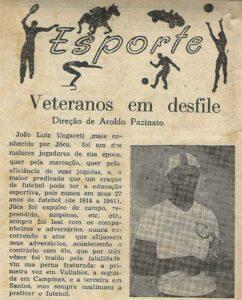 Recorte da seção "Veteranos em desfile". Fonte: Jornal "Liberal". Valinhos, 1953