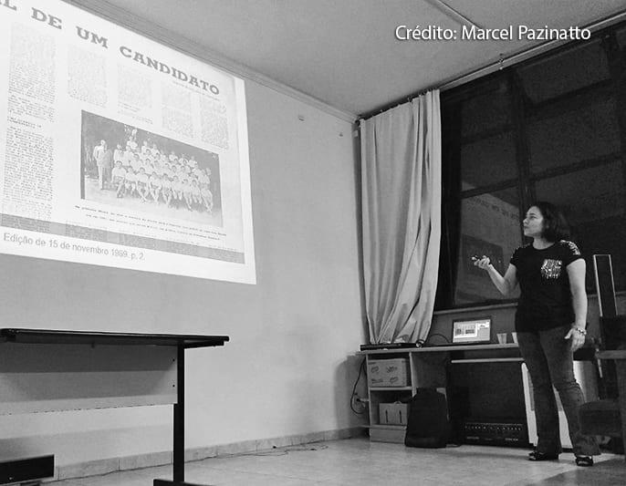 Glasiely Virgilio Silva durante a palestra.