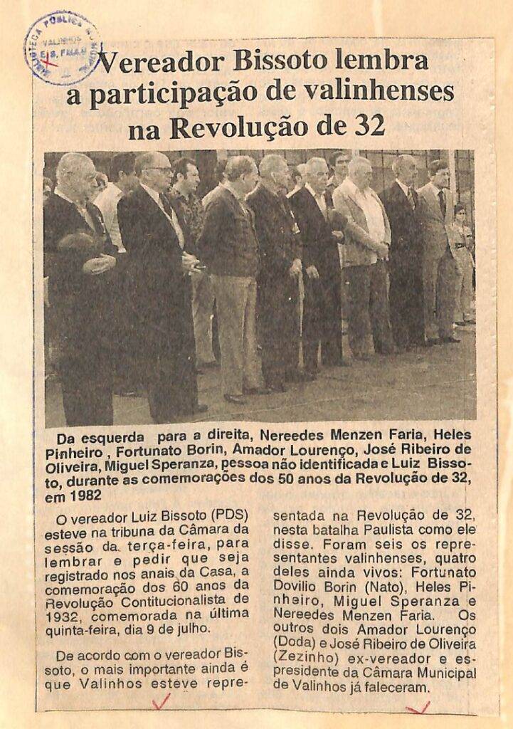 Recorte do jornal "Folha de Valinhos" de 11 de julho de 1992 [8].